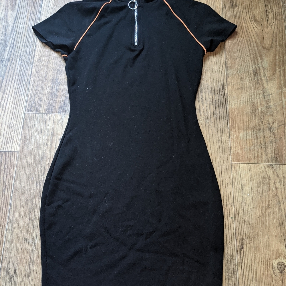 Fashion Nova Black half-zip mini dress